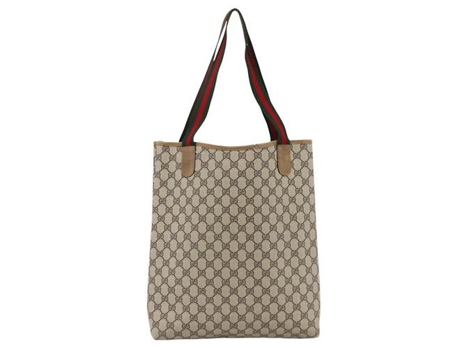Sac tote en PVC beige GG Supreme Web Sherry Line de GUCCI Auth ep13605 - vue 3
