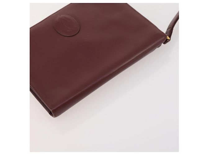 Borsa a mano in pelle Must Line di CARTIER 5 pezzi Bordeaux Oro Auth mr2109 D'oro Bordò - vista 15