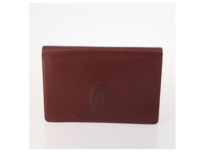 Borsa a mano in pelle Must Line di CARTIER 5 pezzi Bordeaux Oro Auth mr2109 D'oro Bordò - vista 2