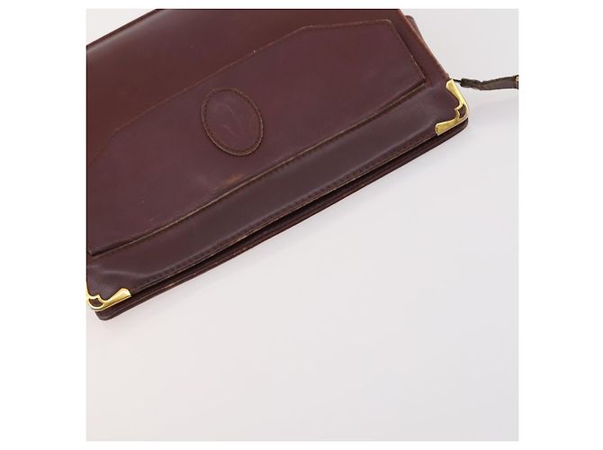 Borsa a mano in pelle Must Line di CARTIER 5 pezzi Bordeaux Oro Auth mr2109 D'oro Bordò - vista 21