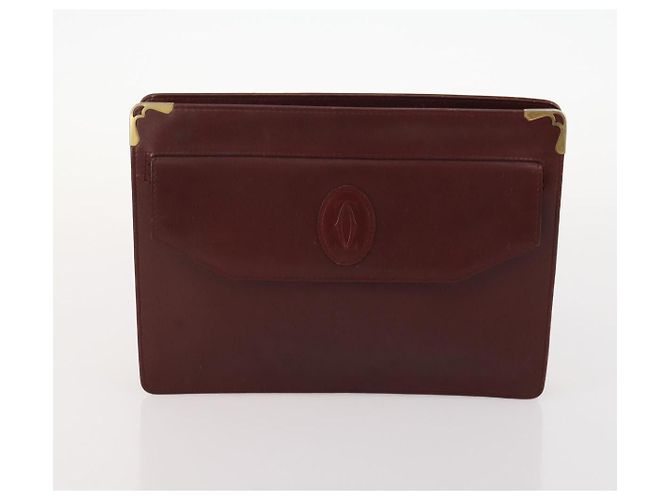 Borsa a mano in pelle Must Line di CARTIER 5 pezzi Bordeaux Oro Auth mr2109 D'oro Bordò - vista 24