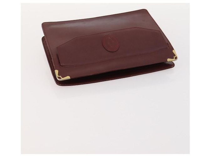 Borsa a mano in pelle Must Line di CARTIER 5 pezzi Bordeaux Oro Auth mr2109 D'oro Bordò - vista 26