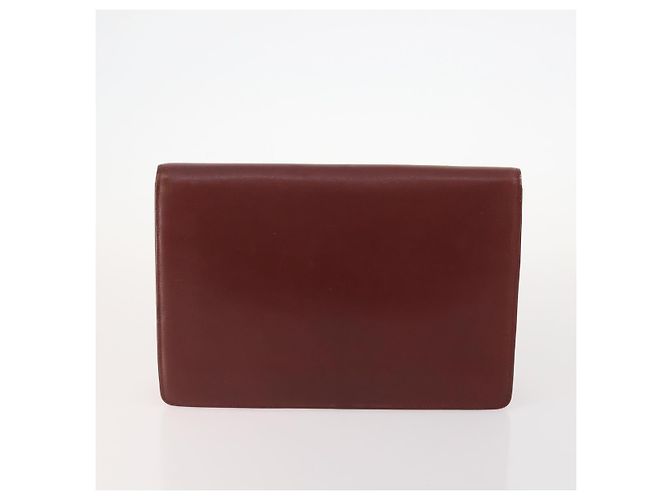 Borsa a mano in pelle Must Line di CARTIER 5 pezzi Bordeaux Oro Auth mr2109 D'oro Bordò - vista 3