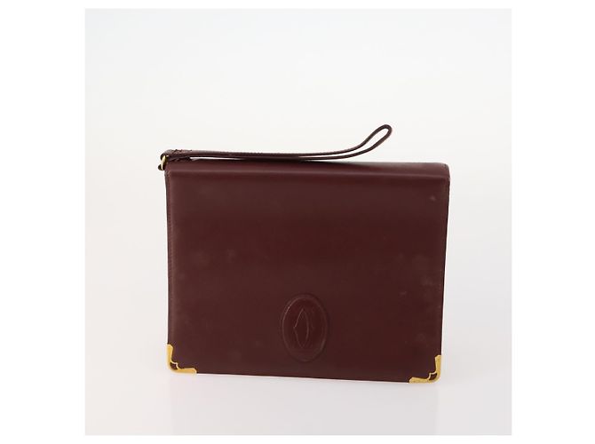 Borsa a mano in pelle Must Line di CARTIER 5 pezzi Bordeaux Oro Auth mr2109 D'oro Bordò - vista 7
