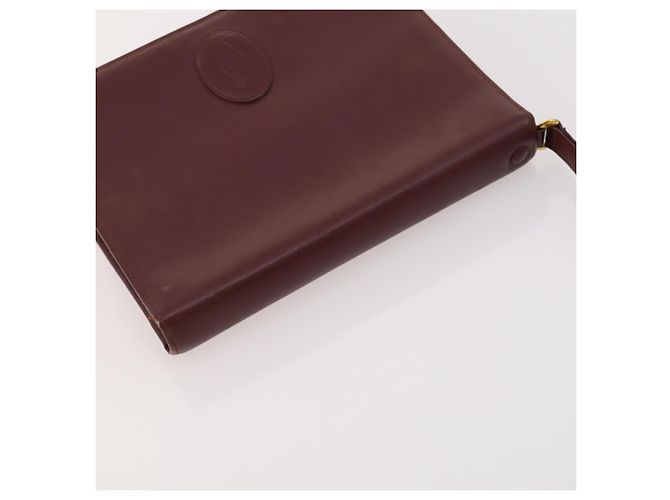 Borsa a mano in pelle Must Line di CARTIER 5 pezzi Bordeaux Oro Auth mr2109 D'oro Bordò - vista 9