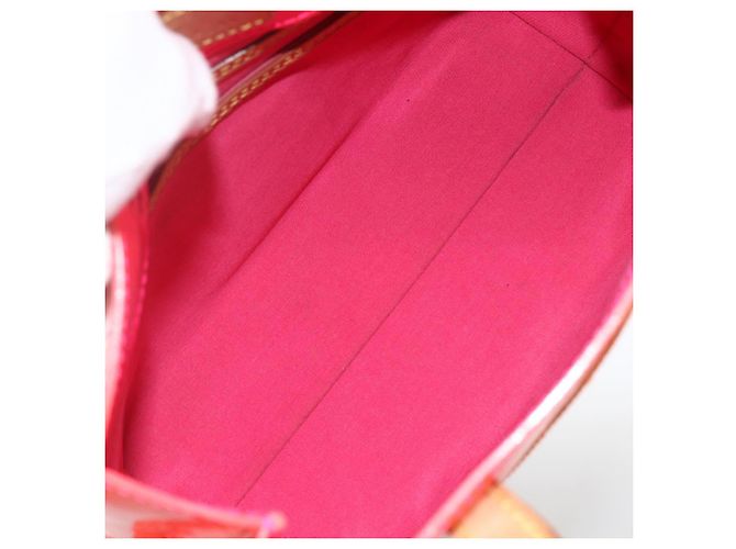 LOUIS VUITTON Borsa Reade PM Monogram Vernis Fluo Rosa Arancio M91903 Auth 173366A Arancione - vista 11