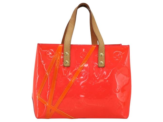 LOUIS VUITTON Borsa Reade PM Monogram Vernis Fluo Rosa Arancio M91903 Auth 173366A Arancione - vista 13