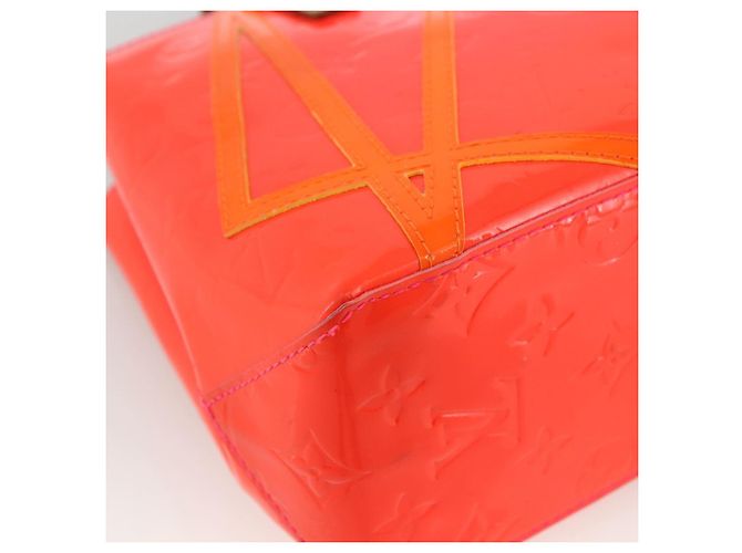 LOUIS VUITTON Borsa Reade PM Monogram Vernis Fluo Rosa Arancio M91903 Auth 173366A Arancione - vista 14