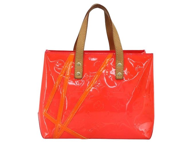 LOUIS VUITTON Borsa Reade PM Monogram Vernis Fluo Rosa Arancio M91903 Auth 173366A Arancione - vista 2