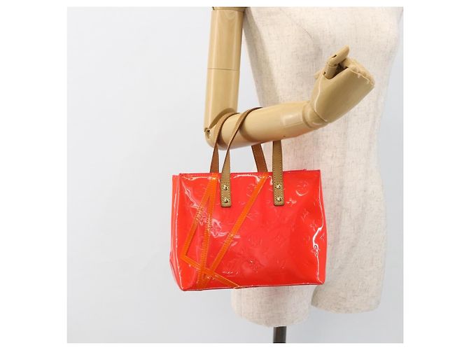 LOUIS VUITTON Borsa Reade PM Monogram Vernis Fluo Rosa Arancio M91903 Auth 173366A Arancione - vista 20