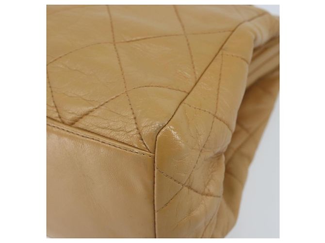 CHANEL Borsa a Spalla Matelassé in Pelle di Agnello Beige Oro CC Auth 171543 D'oro - vista 10