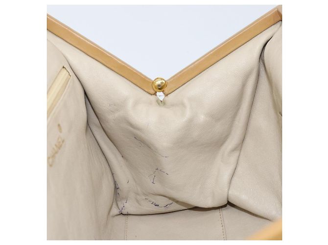 CHANEL Borsa a Spalla Matelassé in Pelle di Agnello Beige Oro CC Auth 171543 D'oro - vista 19