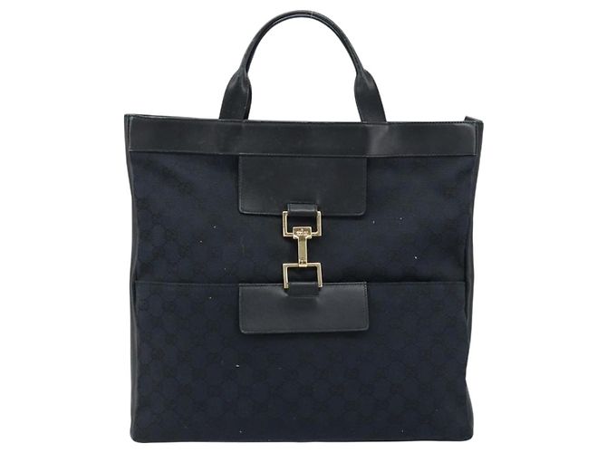 Borsa a mano in tela GG Gucci Nera Oro 001 4033 Auth 173867 Nero D'oro - vista 2