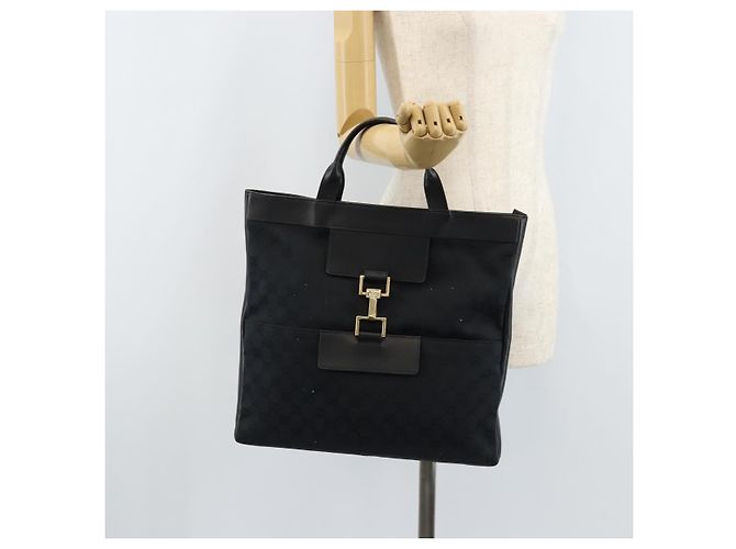 Borsa a mano in tela GG Gucci Nera Oro 001 4033 Auth 173867 Nero D'oro - vista 23