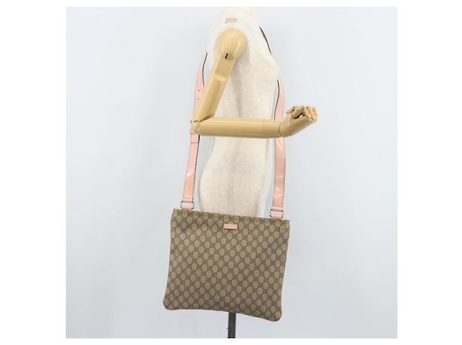 Borsa a Spalla GG Supreme in PVC Beige Argento di GUCCI 201446 Auth ki6557 - vista 24