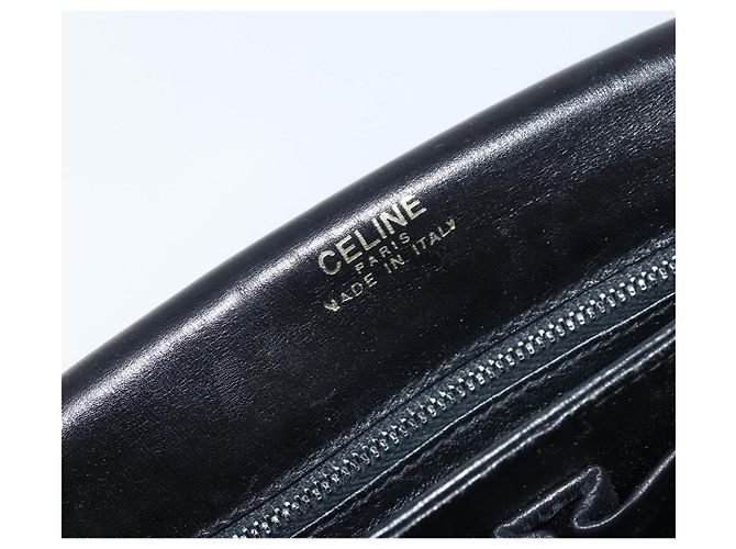 Borsa a spalla CÉLINE Carrozza in pelle nera e oro Auth ka2957 Nero D'oro - vista 16