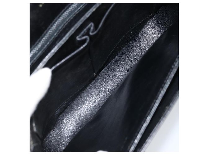 Borsa a spalla CÉLINE Carrozza in pelle nera e oro Auth ka2957 Nero D'oro - vista 17