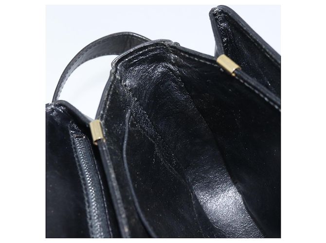 Borsa a spalla CÉLINE Carrozza in pelle nera e oro Auth ka2957 Nero D'oro - vista 18