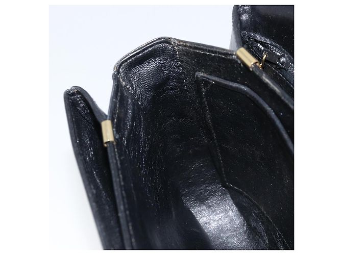 Borsa a spalla CÉLINE Carrozza in pelle nera e oro Auth ka2957 Nero D'oro - vista 19