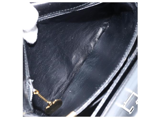 Borsa a spalla CÉLINE Carrozza in pelle nera e oro Auth ka2957 Nero D'oro - vista 20