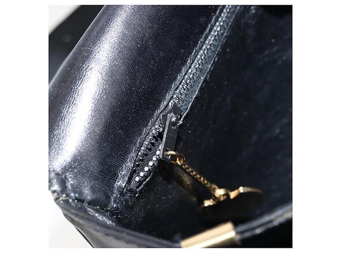 Borsa a spalla CÉLINE Carrozza in pelle nera e oro Auth ka2957 Nero D'oro - vista 21