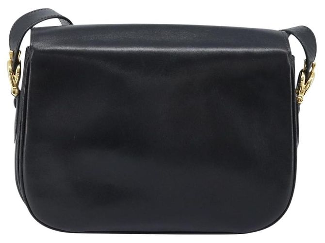Borsa a spalla CÉLINE Carrozza in pelle nera e oro Auth ka2957 Nero D'oro - vista 3