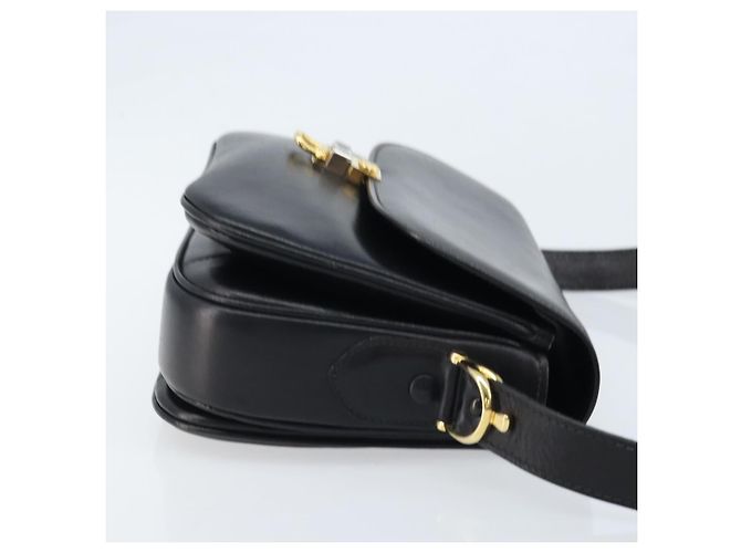 Borsa a spalla CÉLINE Carrozza in pelle nera e oro Auth ka2957 Nero D'oro - vista 4