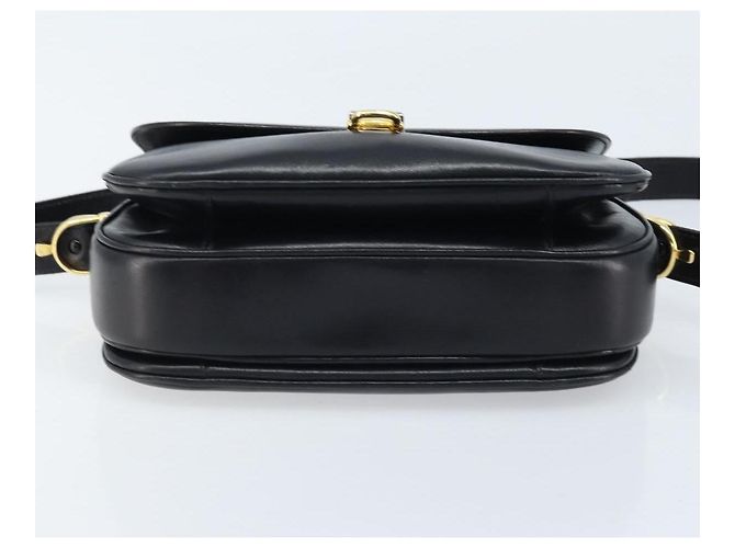 Borsa a spalla CÉLINE Carrozza in pelle nera e oro Auth ka2957 Nero D'oro - vista 9