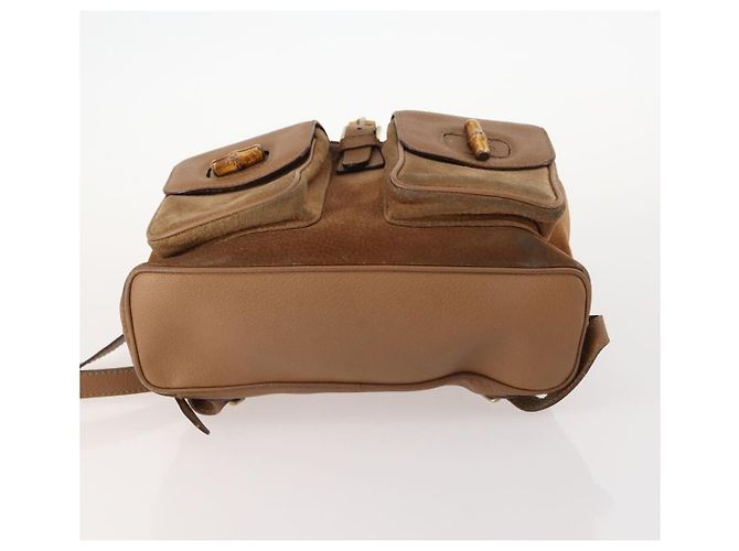 Bamboo Zaino in Bambù GUCCI Camoscio Marrone Oro 003 2058 0016 Auth LNZ352 D'oro - vista 11
