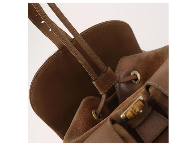 Bamboo Zaino in Bambù GUCCI Camoscio Marrone Oro 003 2058 0016 Auth LNZ352 D'oro - vista 17