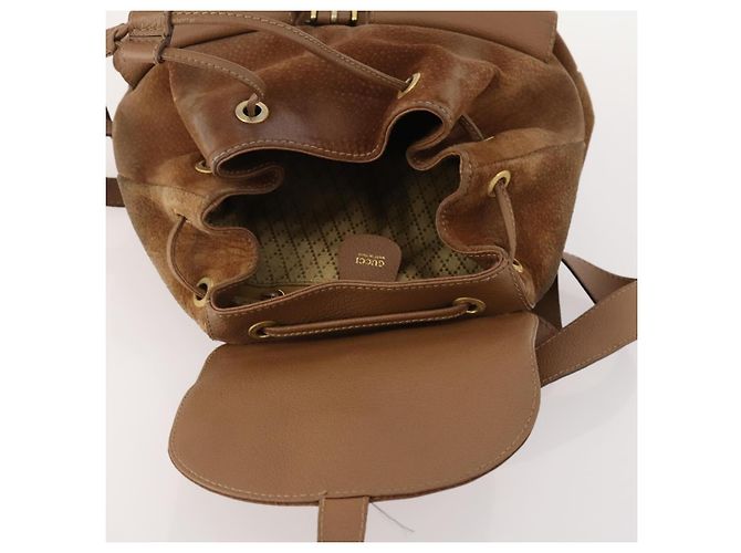 Bamboo Zaino in Bambù GUCCI Camoscio Marrone Oro 003 2058 0016 Auth LNZ352 D'oro - vista 18