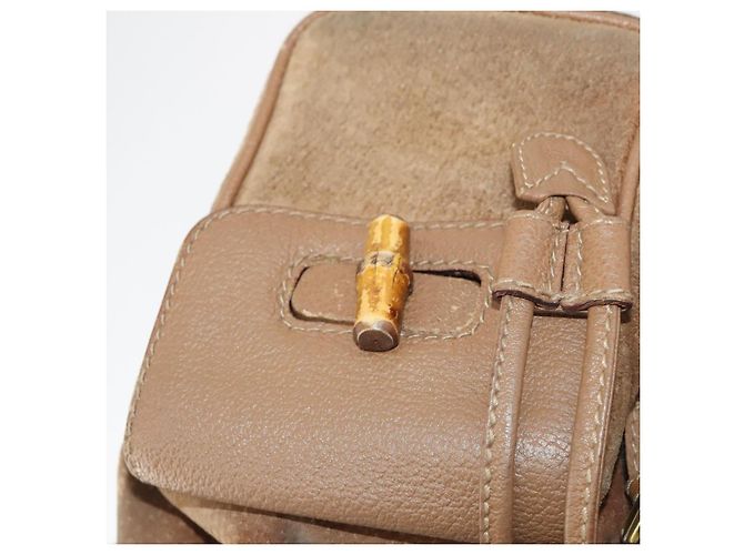 Bamboo Zaino in Bambù GUCCI Camoscio Marrone Oro 003 2058 0016 Auth LNZ352 D'oro - vista 25
