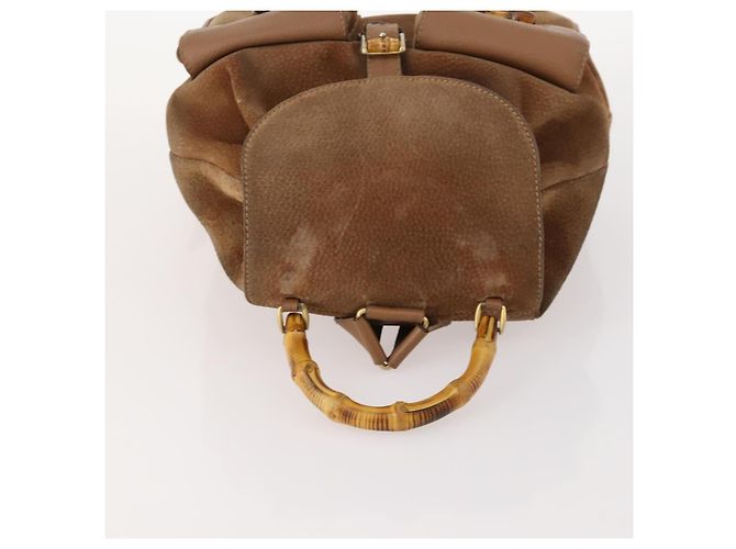 Bamboo Zaino in Bambù GUCCI Camoscio Marrone Oro 003 2058 0016 Auth LNZ352 D'oro - vista 6