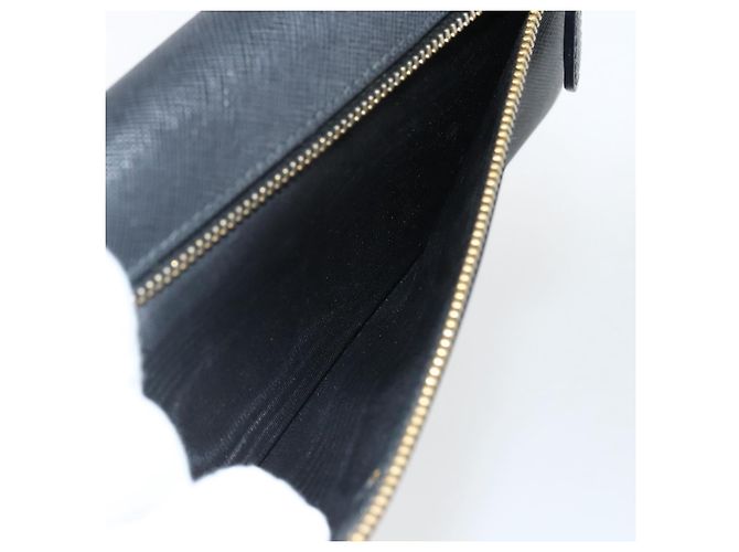 Saffiano PRADA Cartera Larga de cuero Safiano Negro Oro Auth bs33777 Dorado - vista 21