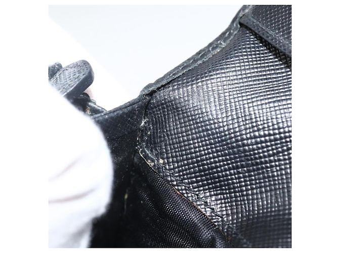 Saffiano PRADA Cartera Larga de cuero Safiano Negro Oro Auth bs33777 Dorado - vista 22