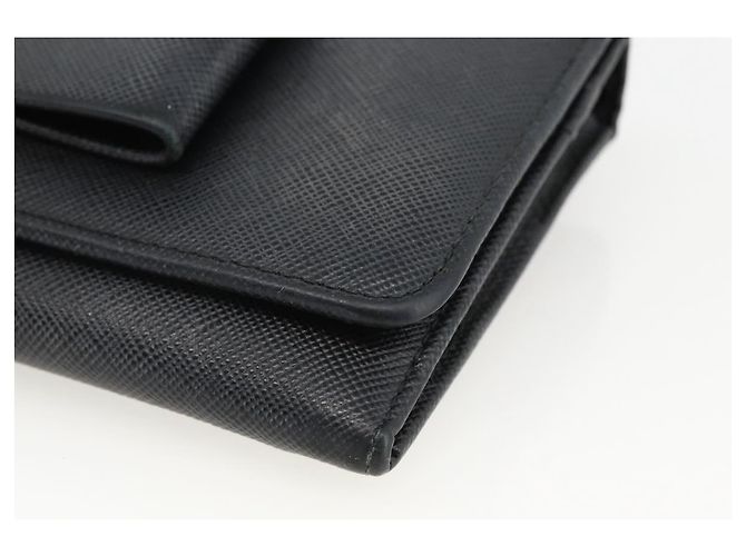 Saffiano PRADA Cartera Larga de cuero Safiano Negro Oro Auth bs33777 Dorado - vista 8