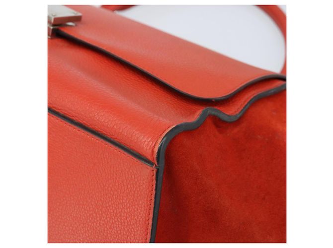 Céline Bolso Trapeze de cuero 2 en 1 rojo plata Auth BA11130 Roja - vista 12