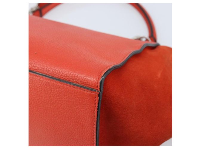 Céline Bolso Trapeze de cuero 2 en 1 rojo plata Auth BA11130 Roja - vista 14