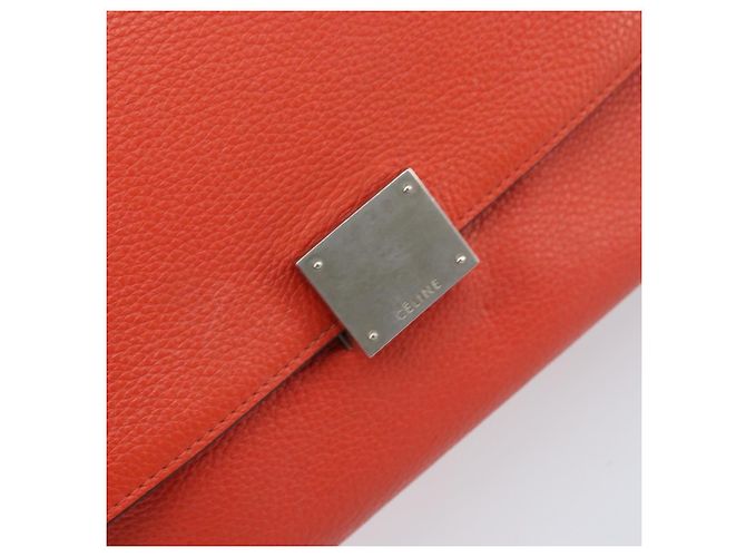 Céline Bolso Trapeze de cuero 2 en 1 rojo plata Auth BA11130 Roja - vista 16