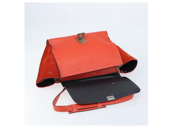 Céline Bolso Trapeze de cuero 2 en 1 rojo plata Auth BA11130 Roja - vista 17