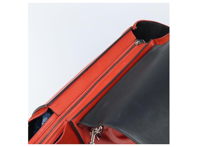 Céline Bolso Trapeze de cuero 2 en 1 rojo plata Auth BA11130 Roja - vista 18