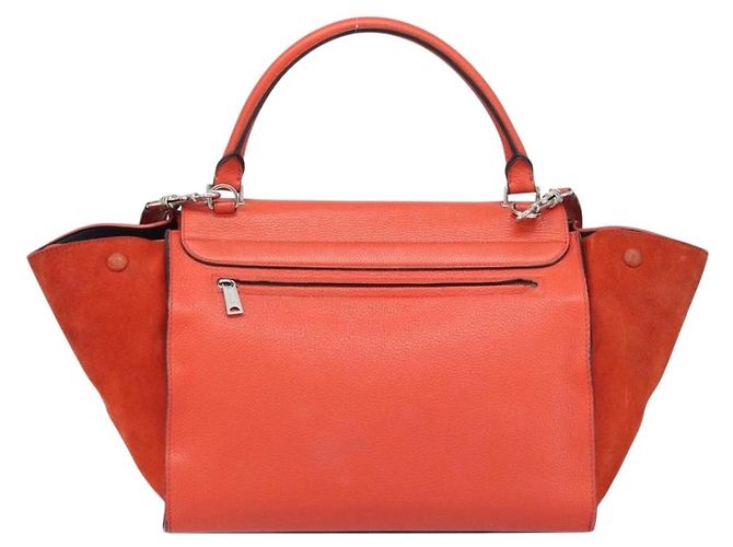 Céline Bolso Trapeze de cuero 2 en 1 rojo plata Auth BA11130 Roja - vista 3