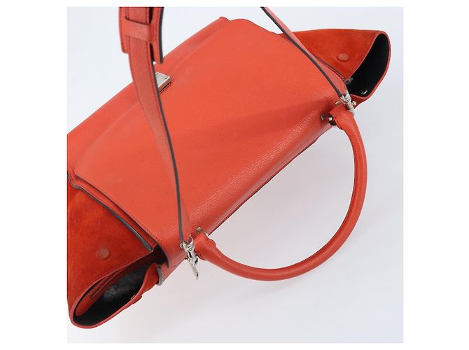Céline Bolso Trapeze de cuero 2 en 1 rojo plata Auth BA11130 Roja - vista 6