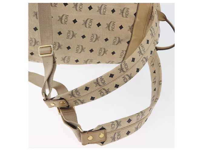 MCM Logogram Vicetos Backpack PVC Leather Beige Gold Silver Auth BA11136 Silvery Golden - view 10