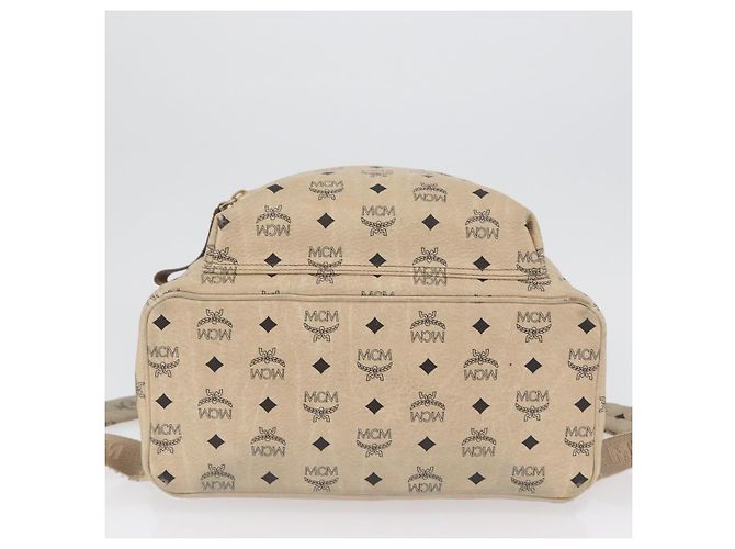 MCM Logogram Vicetos Backpack PVC Leather Beige Gold Silver Auth BA11136 Silvery Golden - view 12