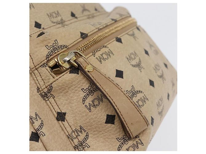 MCM Logogram Vicetos Backpack PVC Leather Beige Gold Silver Auth BA11136 Silvery Golden - view 19