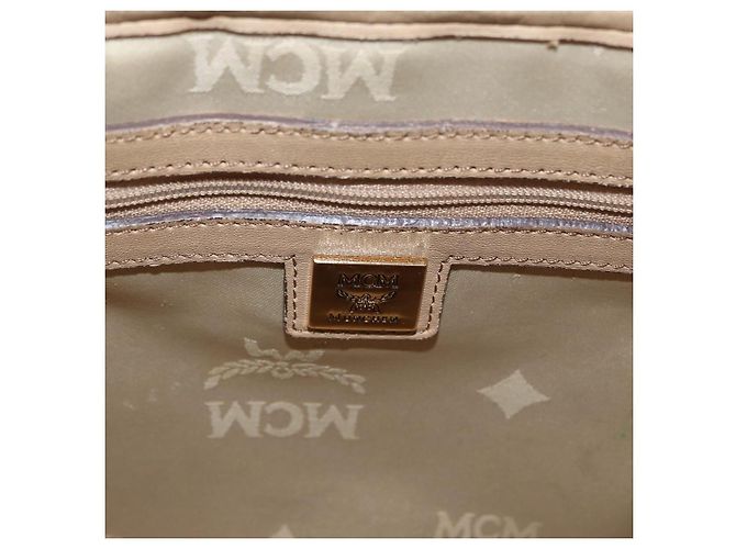 MCM Logogram Vicetos Backpack PVC Leather Beige Gold Silver Auth BA11136 Silvery Golden - view 20