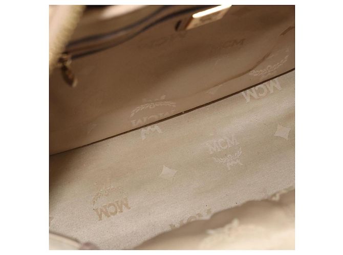 MCM Logogram Vicetos Backpack PVC Leather Beige Gold Silver Auth BA11136 Silvery Golden - view 21