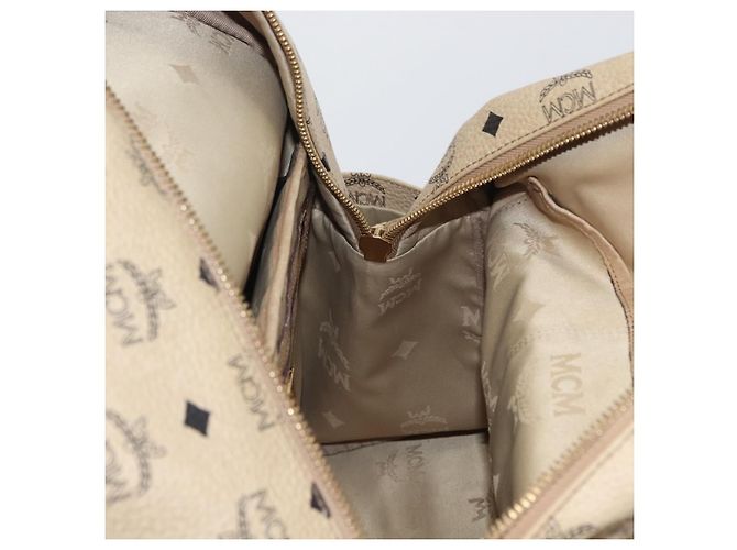 MCM Logogram Vicetos Backpack PVC Leather Beige Gold Silver Auth BA11136 Silvery Golden - view 22