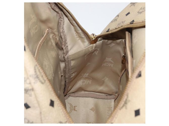 MCM Logogram Vicetos Backpack PVC Leather Beige Gold Silver Auth BA11136 Silvery Golden - view 23